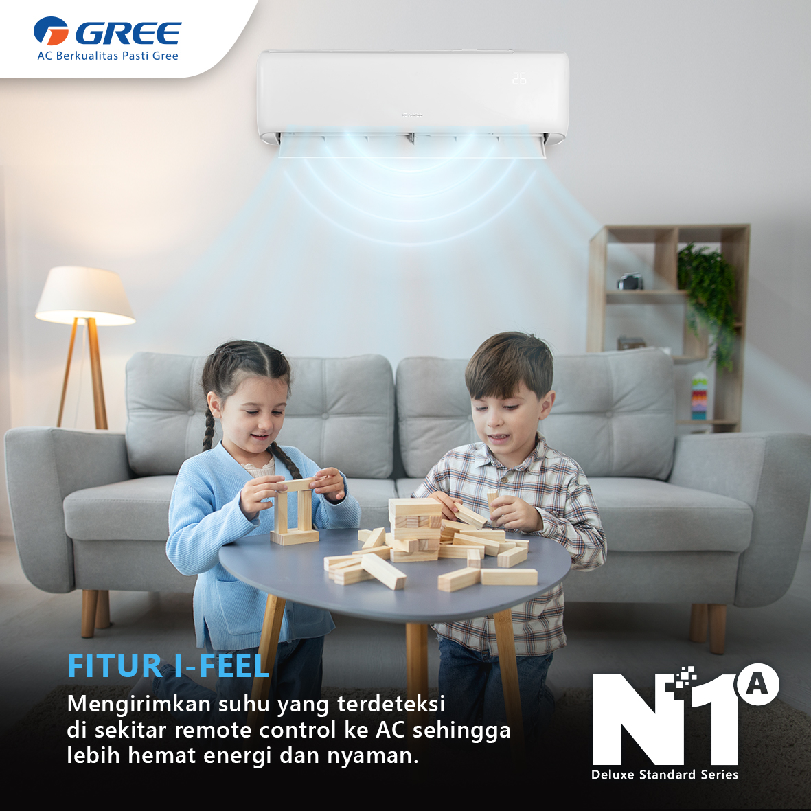 Gree AC Wall Mounted Split Deluxe Standard Series 2 PK - GWC-18N1A