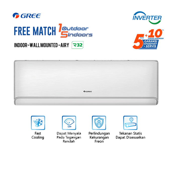 Gree AC Multi Split Inverter Free Match 2 PK Indoor Split - GWC-18AIRY-MCC/I