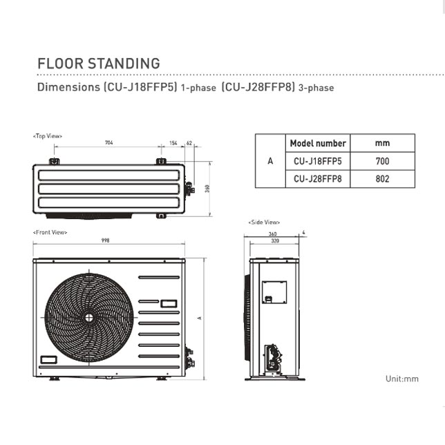 Panasonic AC Floor Standing Standard 2 PK - CS/CU-J18FFP5