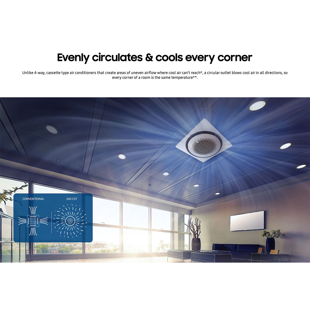Samsung AC Cassette Inverter 360 Wind-Free Square Panel 6 PK - AC140FE6DKF/EA