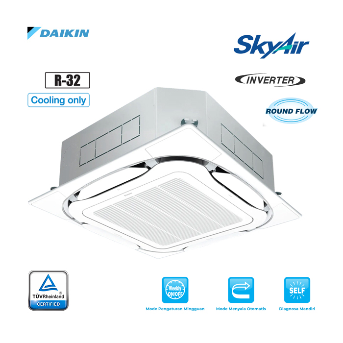 Daikin AC Cassette Inverter Thailand 3 PK ( Remote Wireless ) ( 3 Phase ) - FCFC71DVM4 + RZFC71DVM4