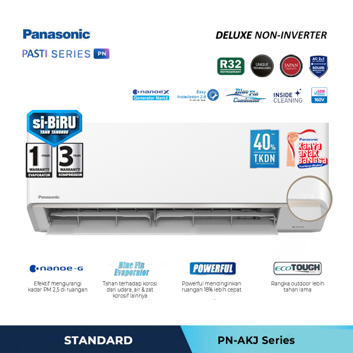 Panasonic AC Wall Mounted Split Deluxe Standard Non Inverter Si Biru 2in1 1 PK - CS/CU PN9AKJ