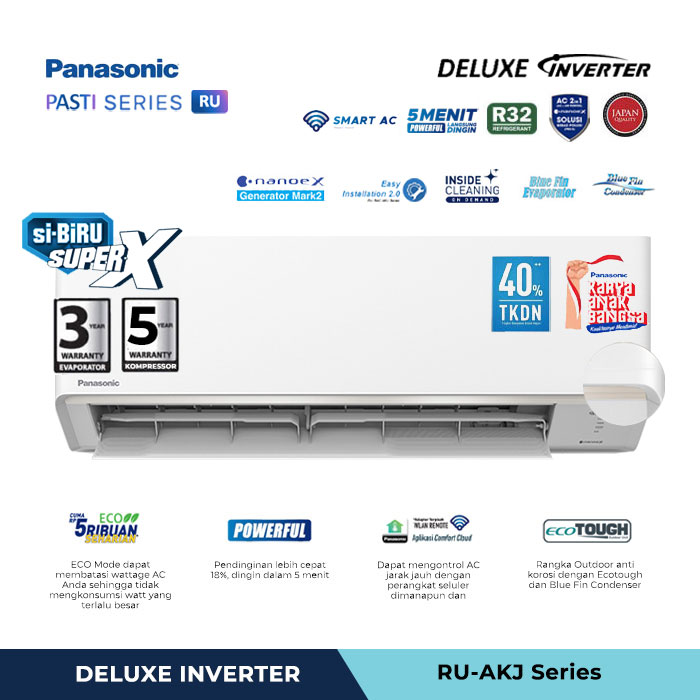 Panasonic AC Deluxe Inverter Nanoe X RU Series 1 PK - CS/CU-RU9AKJ