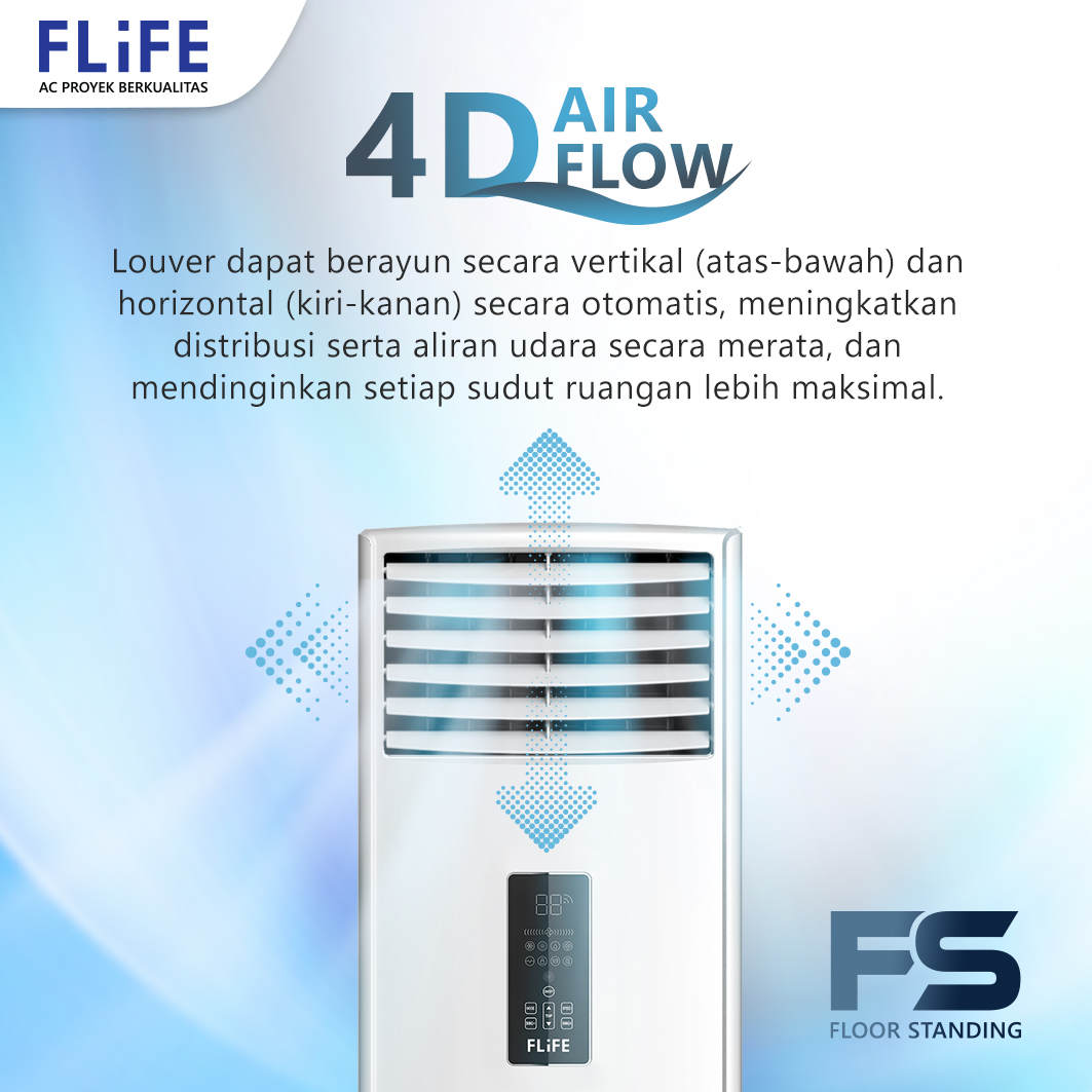 Flife AC Floor Standing 5 PK Standard Strong Wind Fast Cooling - FVC-48FS(S)
