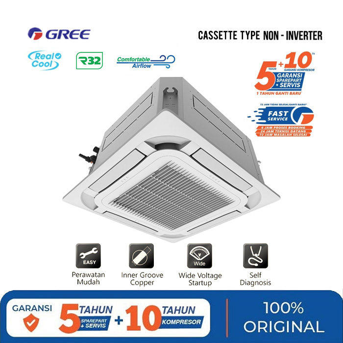 Gree AC Cassette 5 PK Standard Non Inverter U-Match Series - GKC-48TM/I
