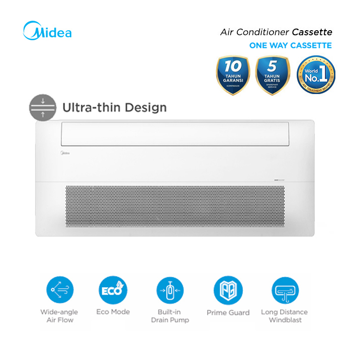 Midea AC Cassette 1 Way 2 PK Celest - MCUCE-18CRFN8