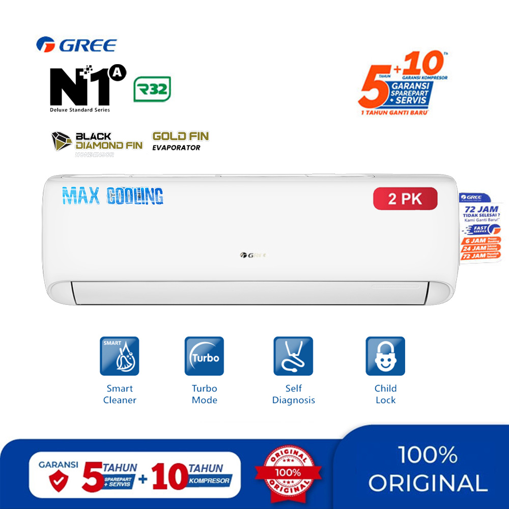 Gree AC Wall Mounted Split Deluxe Standard Series 2 PK - GWC-18N1A