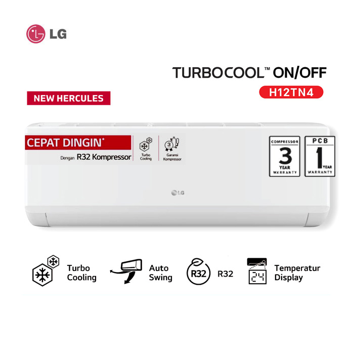LG AC Wall Mounted Split Standard New Hercules 1 1/2 PK - H12TN4