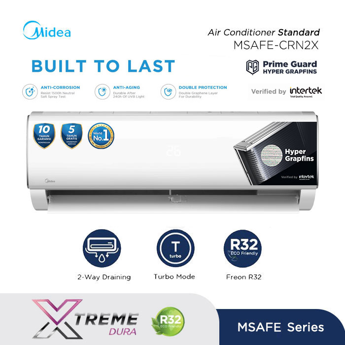 Midea AC Wall Mounted Split Standard Black Fin 2 PK - MSAFE-18CRN2X