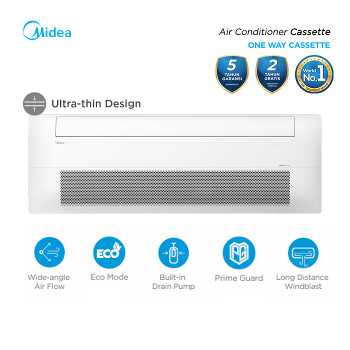 Midea AC Cassette 1 Way 2 1/2 PK Celest - MCUCE-22CRFN8