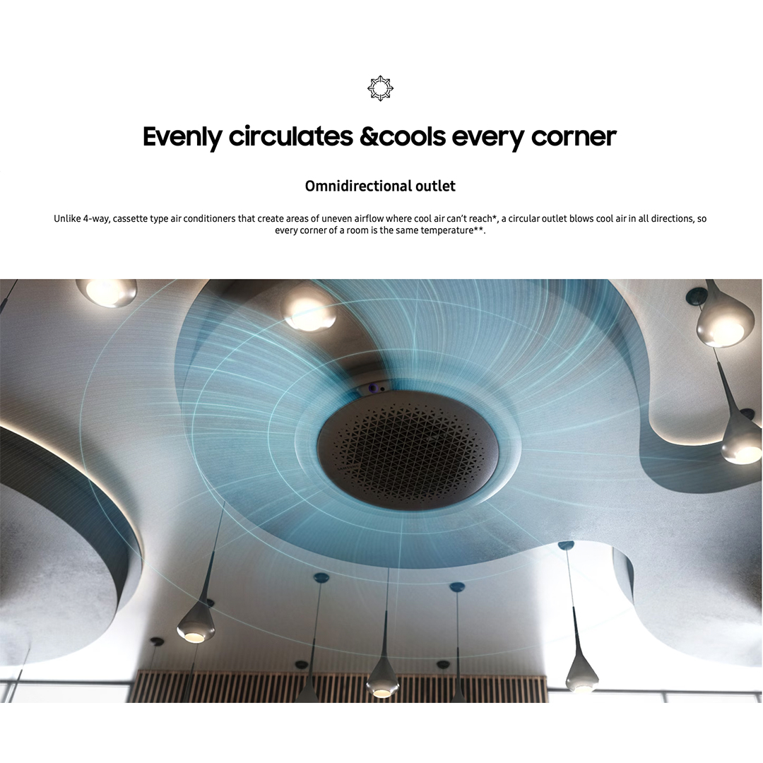 Samsung AC Cassette Inverter 360 Wind-Free Square Panel 4 PK - Hitam - AC100FE6DKF/EA