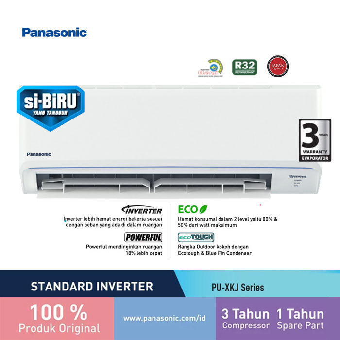 Panasonic AC Wall Mounted Split Standard Inverter Si-Biru 3/4 PK - CS/CU PU7XKJ