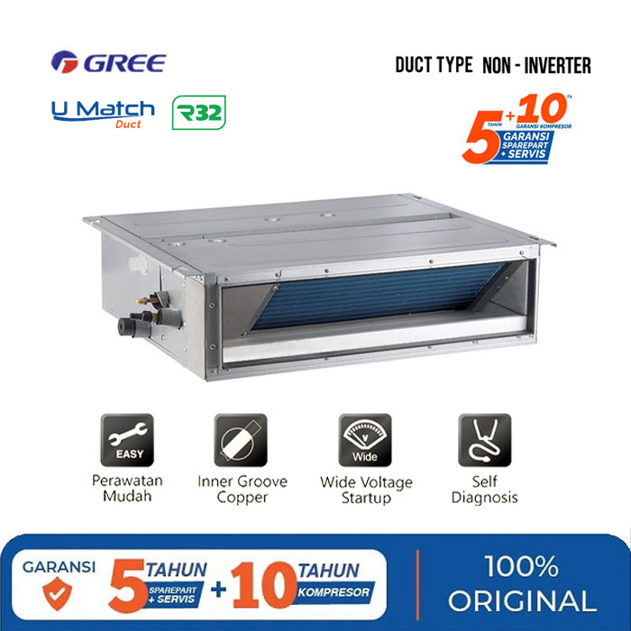 Gree AC Ceiling Ducted 5 PK Standard Non Inverter U-Match Series - GFC-48PHM/I