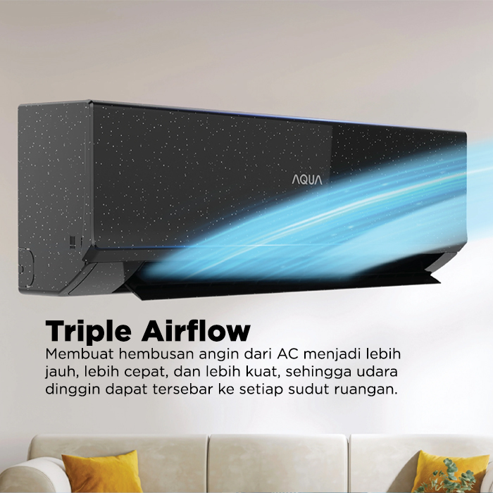 Aqua AC Split 1 PK Standard Black Fin Turbo Cool Series - AQA-KCR9FQBL3
