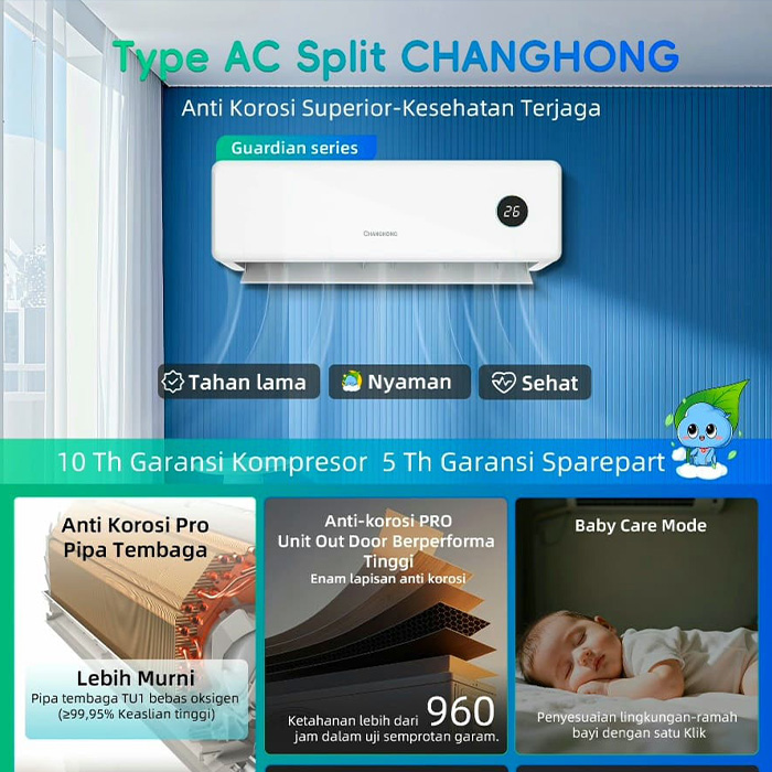 Changhong AC Wall Mounted Split Standard Premium 1 PK - CSC-09NVS4