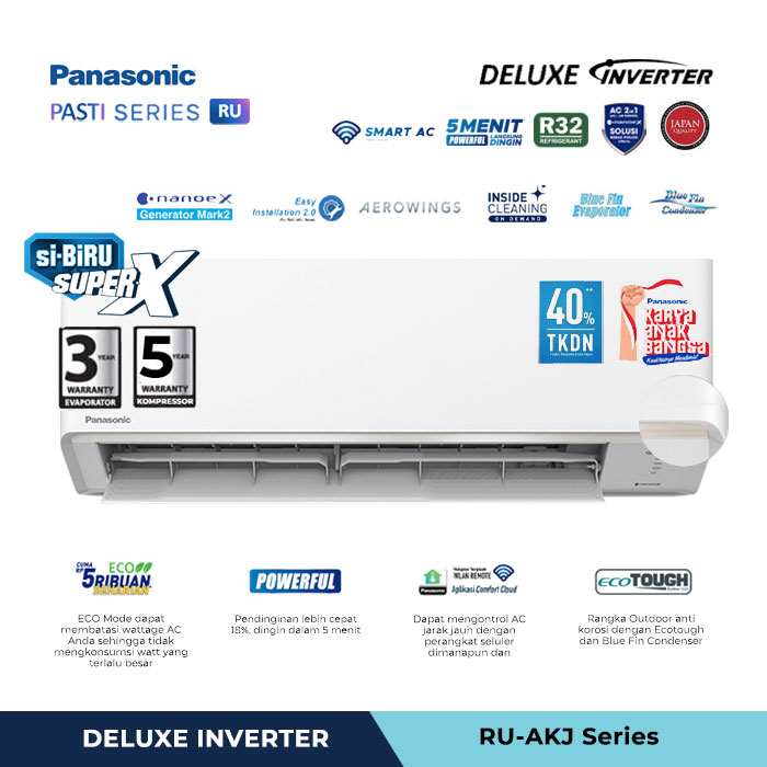 Panasonic AC Deluxe Inverter Nanoe X RU Series 2.5 PK - CS/CU-RU24AKJ