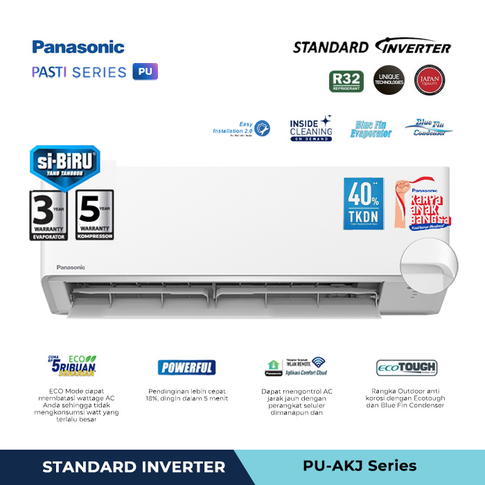 Panasonic AC Wall Mounted Split Standard Inverter Si-Biru 1 PK - CS/CU PU9AKJ