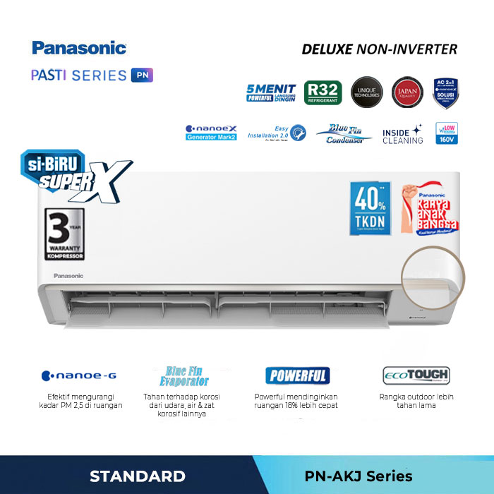 Panasonic AC Wall Mounted Split Deluxe Standard Non Inverter Si Biru 2in1 1 PK - CS/CU PN9AKJ