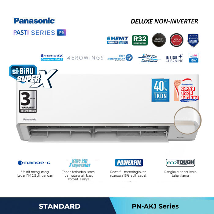 Panasonic AC Wall Mounted Split Standard Deluxe Si-Biru Nanoe-G 2 1/2 PK - CS/CU-PN24AKJ