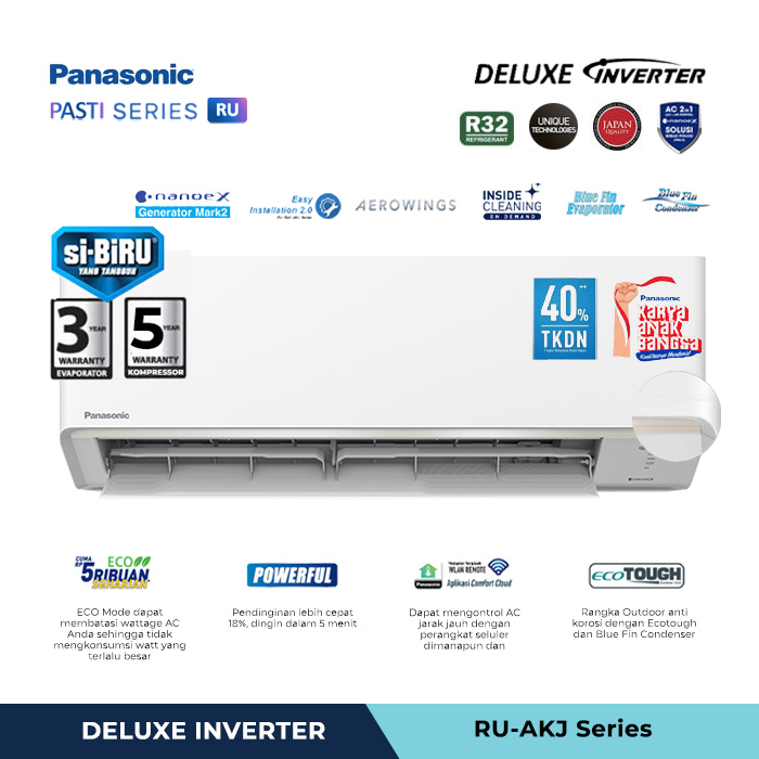 Panasonic AC Deluxe Inverter Nanoe X RU Series 2 PK - CS/CU-RU18AKJ