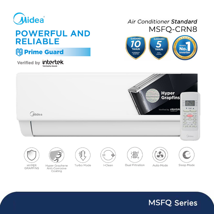 Midea AC Split 3/4 PK Standard Prime Guard Hyper Grapfins - MSFQ-07CRN8