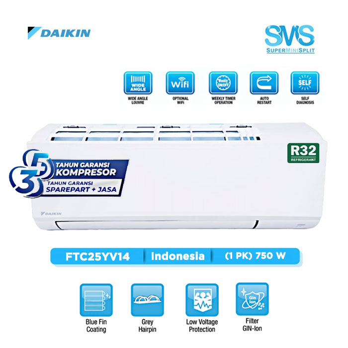 Daikin AC Wall Mounted Split Standard SMS Series 1 PK - FTC25YV14