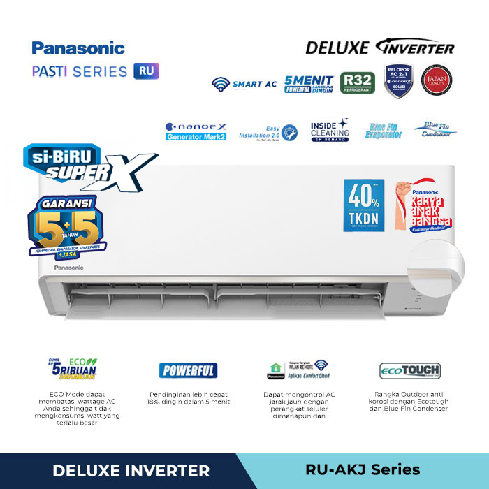Panasonic AC Deluxe Inverter Nanoe X RU Series 2 PK - CS/CU-RU18AKJ