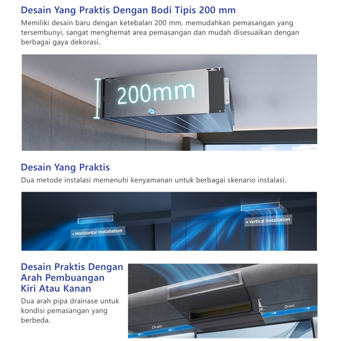 Flife AC Ceiling Ducted Standard 5 PK Light Commercial - FLC-48DHPM/I
