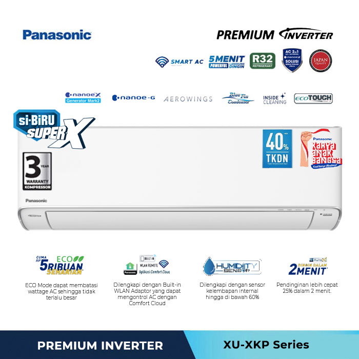 Panasonic AC Wall Mounted Split Premium Inverter Nanoe X 2 PK - CS/CU - XU18XKP