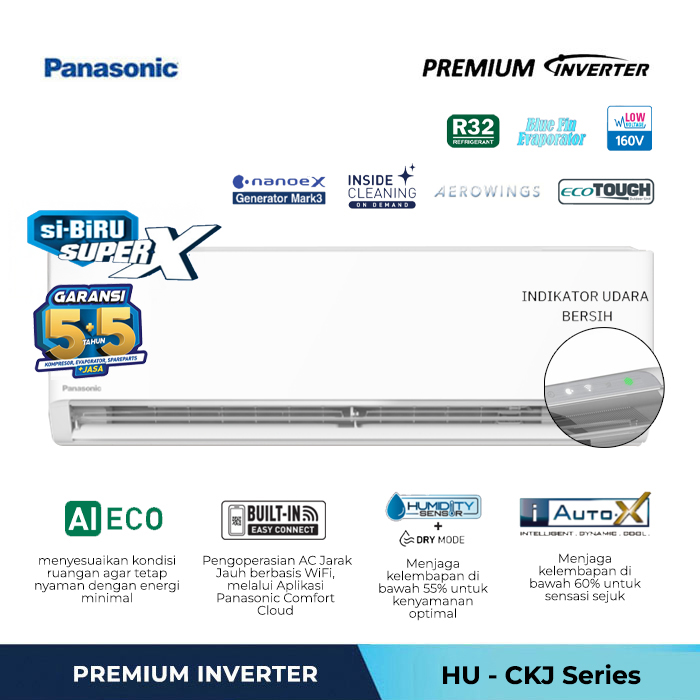 Panasonic AC Split Premium Inverter Nanoe X 1 PK - CS/CU-HU10CKJ