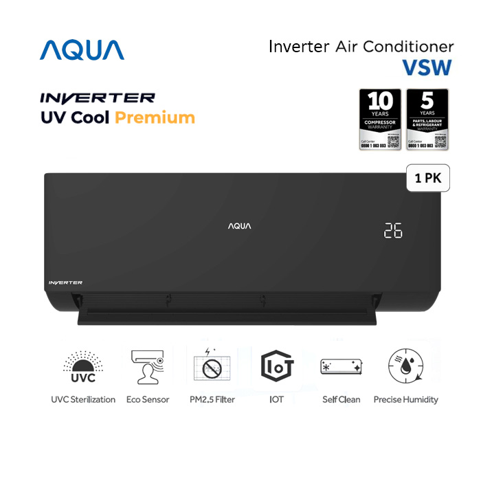 Aqua AC Split 1 PK Inverter UV Cool Premium - AQA-KCR10VSW