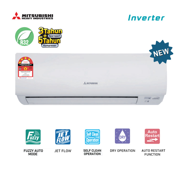 Mitsubishi AC Split Inverter Popular Cooling YYF Series 1 PK - SRK10YYF-W3