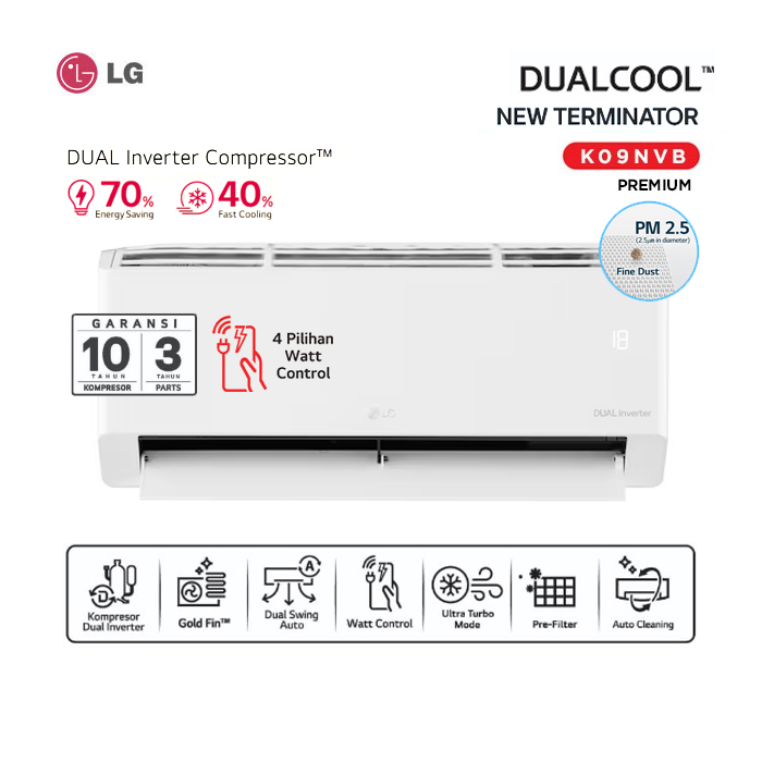 LG AC Split 1/2 PK Dualcool Inverter New Terminator Premium - K05NVB