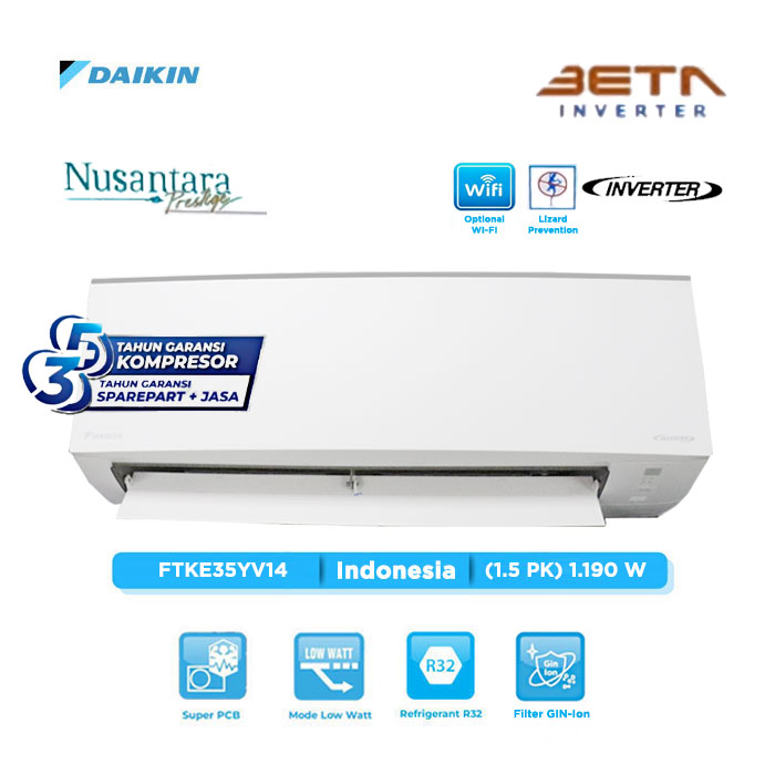 Daikin AC Wall Mounted Split Beta Inverter 1.5 PK - FTKE35YV14