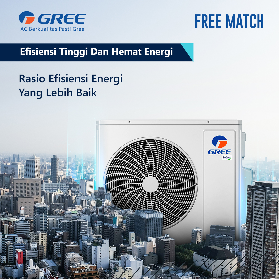 Gree AC Multi Split Inverter Free Match 1.5 PK Indoor 360 Cassette - GKC-12T-MCC/I
