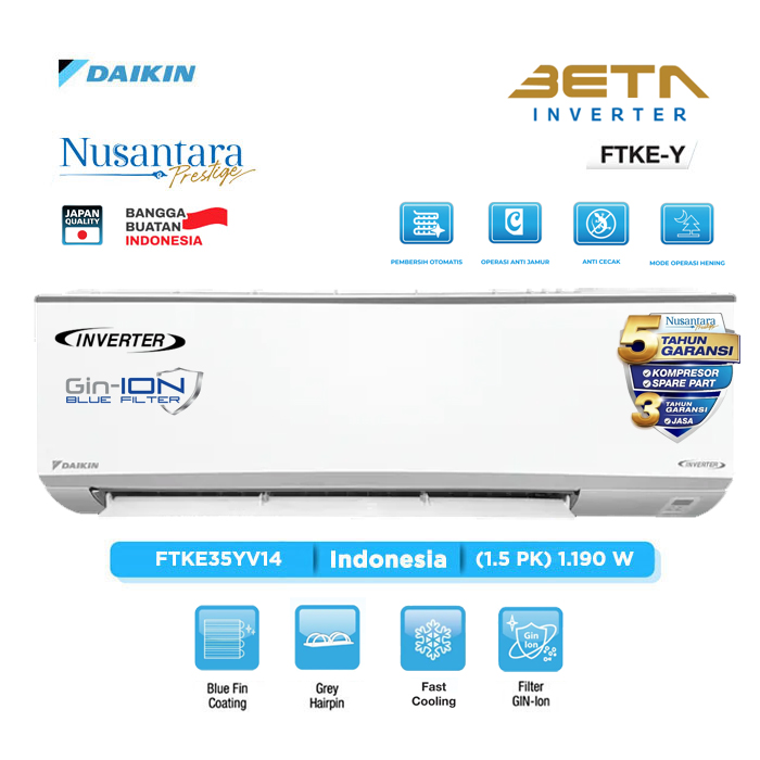 Daikin AC Split BETA Inverter FTKE-Y Series R32 1.5 PK - FTKE35YV14