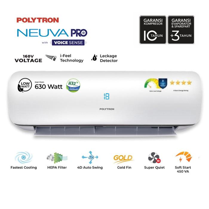 Polytron AC Split Standard Neuva Pro With Voice Sense 2 PK - PAC18VZAI