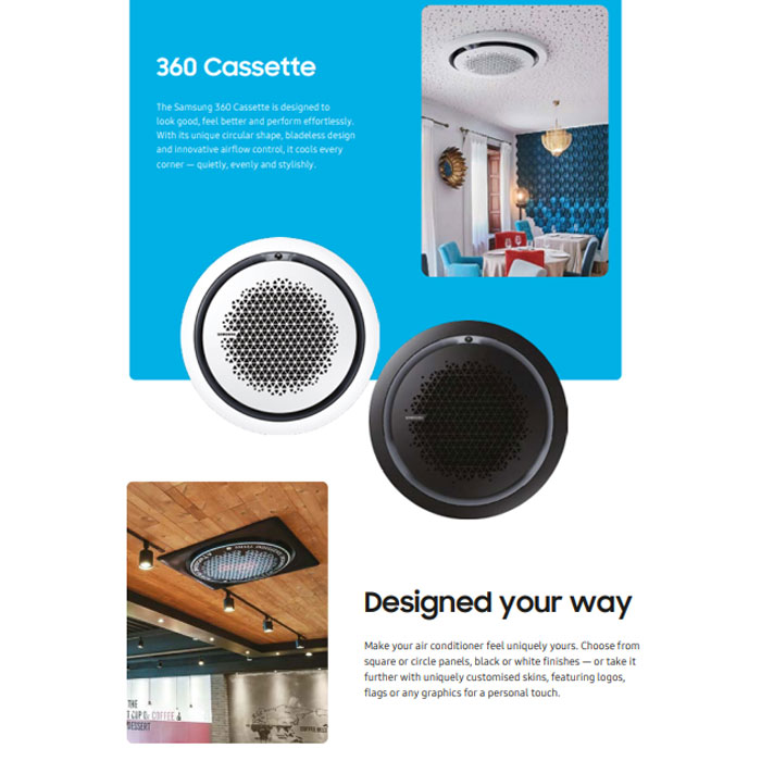 Samsung AC Cassette Inverter 360 Wind-Free 4 PK - Hitam - AC100FE6DKF/EA