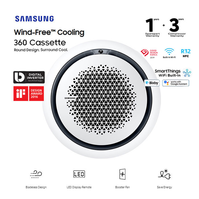 Samsung AC Cassette Inverter 360 Wind-Free 4 PK - AC100FE6DKF/EA