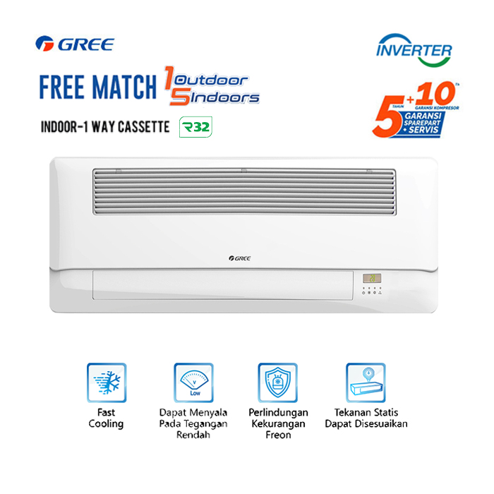 Gree AC Multi Split Inverter Free Match 1 PK Indoor Cassette 1 Way - GKC-09DA-MCC/I