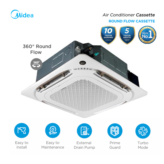 Midea AC Cassette Standard 3 PK Round Flow - MCFO-30CRN8