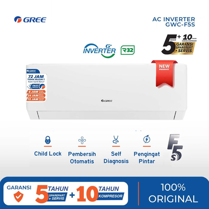 Gree AC Wall Mounted Split SmartClean F5S Series 1/2 PK - GWC-05F5S