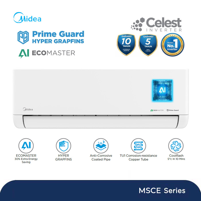 Midea AC Split 1/2 PK Celest Inverter AI Ecomaster - MSCE-06CRFN8