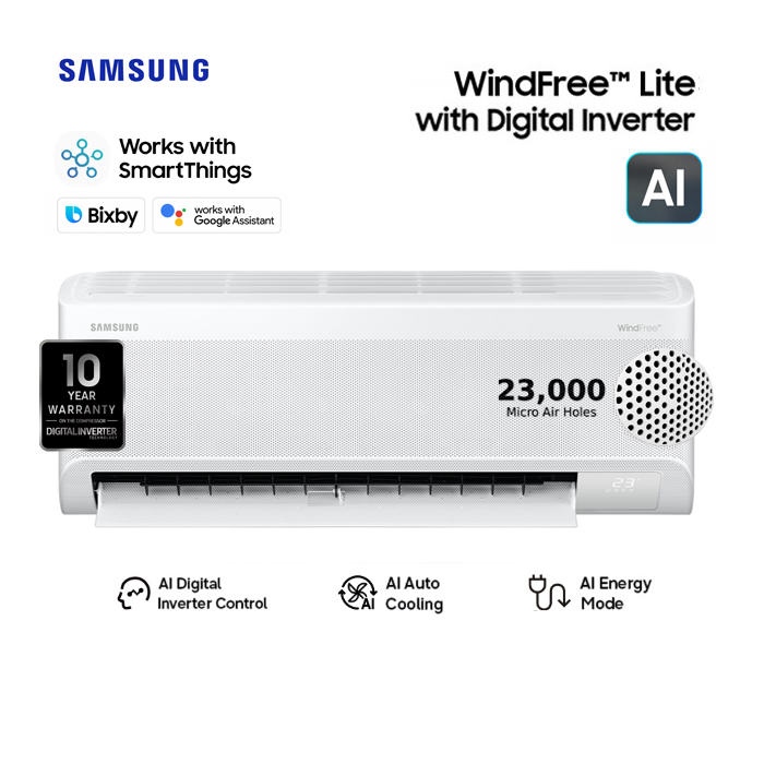 Samsung AC Split 1/2 PK Inverter Windfree Neo Lite AI - AR60H05D1KWNSE