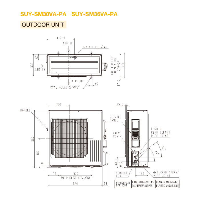 Mitsubishi Electric AC Cassette Inverter 4-Way PLY-SM Series 4 PK ( 1 Phase ) - PLY SM36EA + SUY SM36VKA