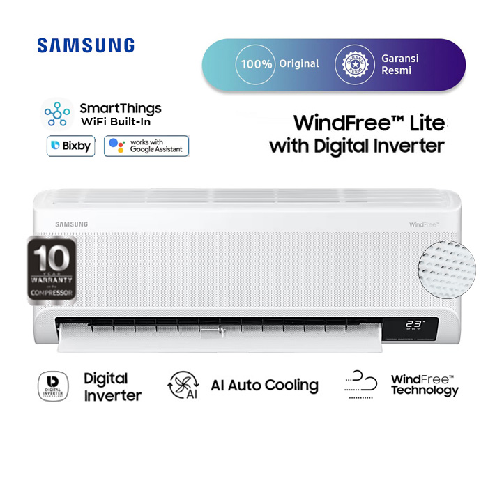 Samsung AC Wall Mounted Split Inverter Digital WindFree Lite 1 PK - AR10CYFANWKNSE