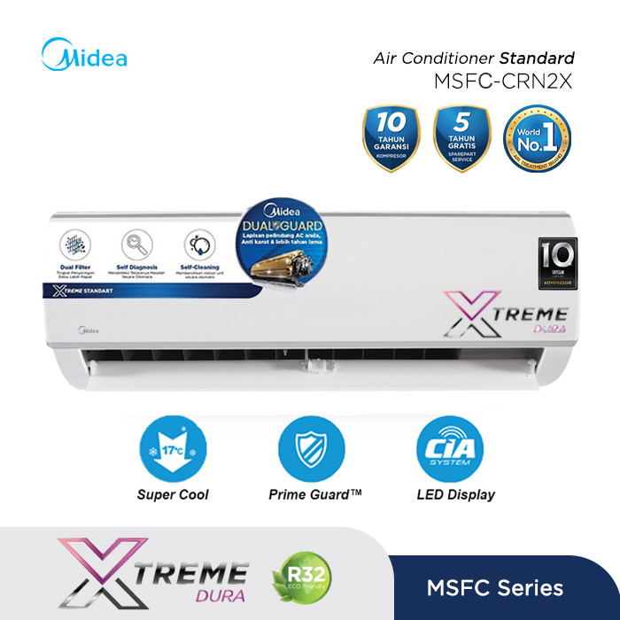 Midea AC Wall Mounted Split Standard 1 1/2 PK - MSFC-12CRN2X
