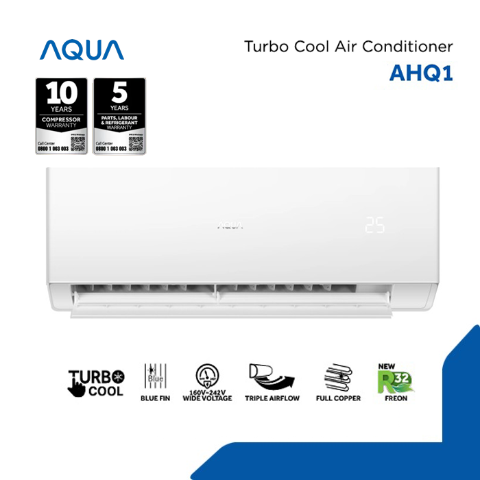 Aqua AC Wall Mounted Split Standard Turbo Cool 1/2 PK - AQA-KCR5AHQ