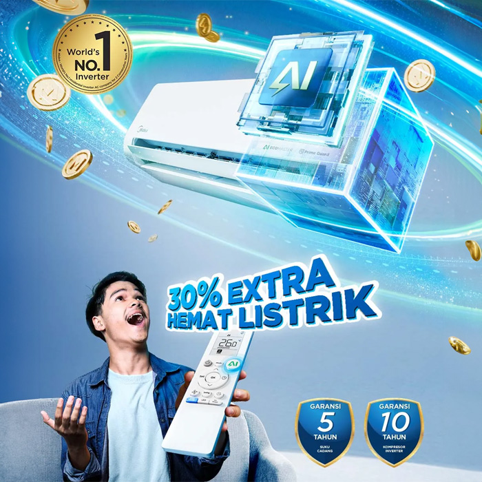 Midea AC Split 1 PK Celest Inverter AI Ecomaster - MSCE-10CRFN8