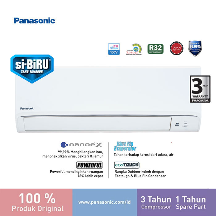 Panasonic AC Wall Mounted Split Deluxe Standard Non Inverter Si Biru 2in1 3/4 PK - CS/CU PN7WKJ